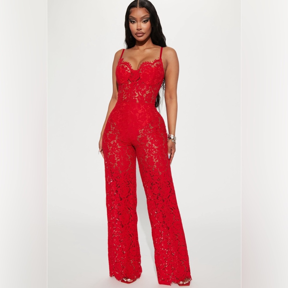 Red Lace Jumpsuit